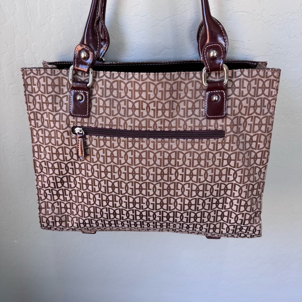 Giani Bernini Shoulder Bag Tote Brown & Tan Classic Signature Logo EUC - Picture 16 of 16